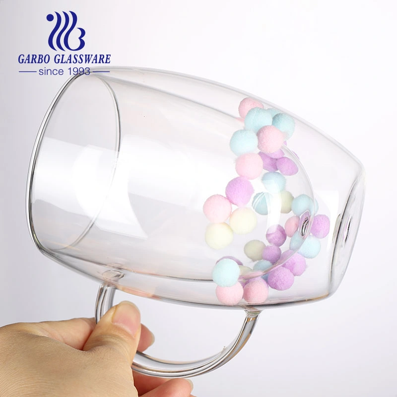 High Borosilicate Glass Mug Inner with Custom Decoration Double Wall Glass Cup