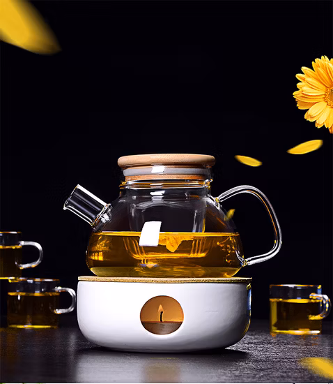 Teiere da caffè in vetro trasparente Theiere Tetera resistenti al calore con coperchio in bambù e filtro in vetro