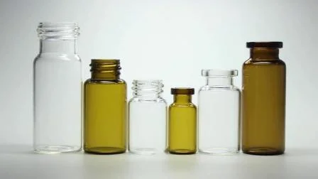 Bottiglie di vetro tubolare o stampato trasparente e ambrato per uso medico o cosmetico